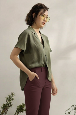 Women’s Maroon Corduroy Wide-Leg Pants