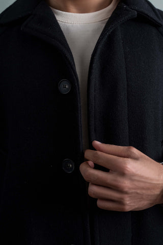Noir Wool Overcoat
