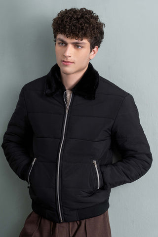 Black Padded Bomber Jacket