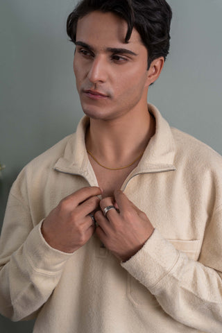 Cream Fleece Half-Zip Sweatshirt