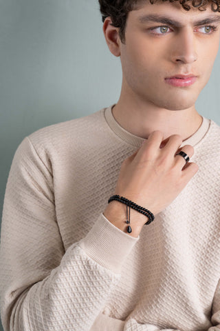 Beige Textured Knit Sweatshirt