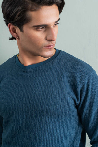 Teal Textured Sweatshirt
