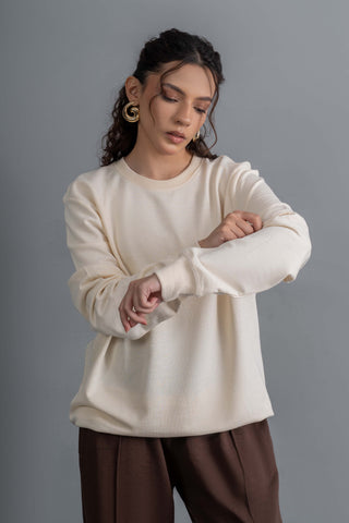 Cream Basic Sweatshirt