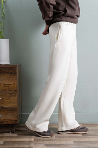 White Relaxed Fit Fleece Trouser