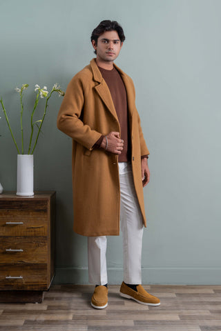 Classic Camel Wool Overcoat