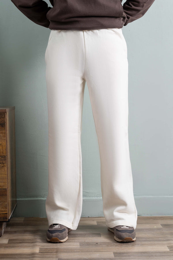 White Relaxed Fit Fleece Trouser