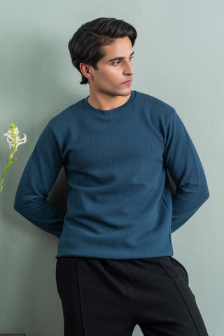 Teal Textured Sweatshirt