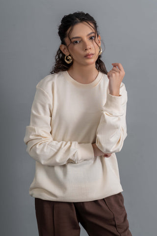 Cream Basic Sweatshirt