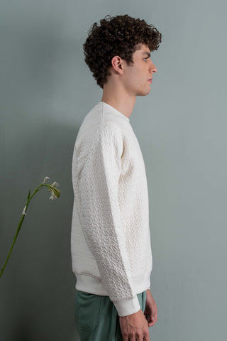Ivory Texture Knit Sweatshirt
