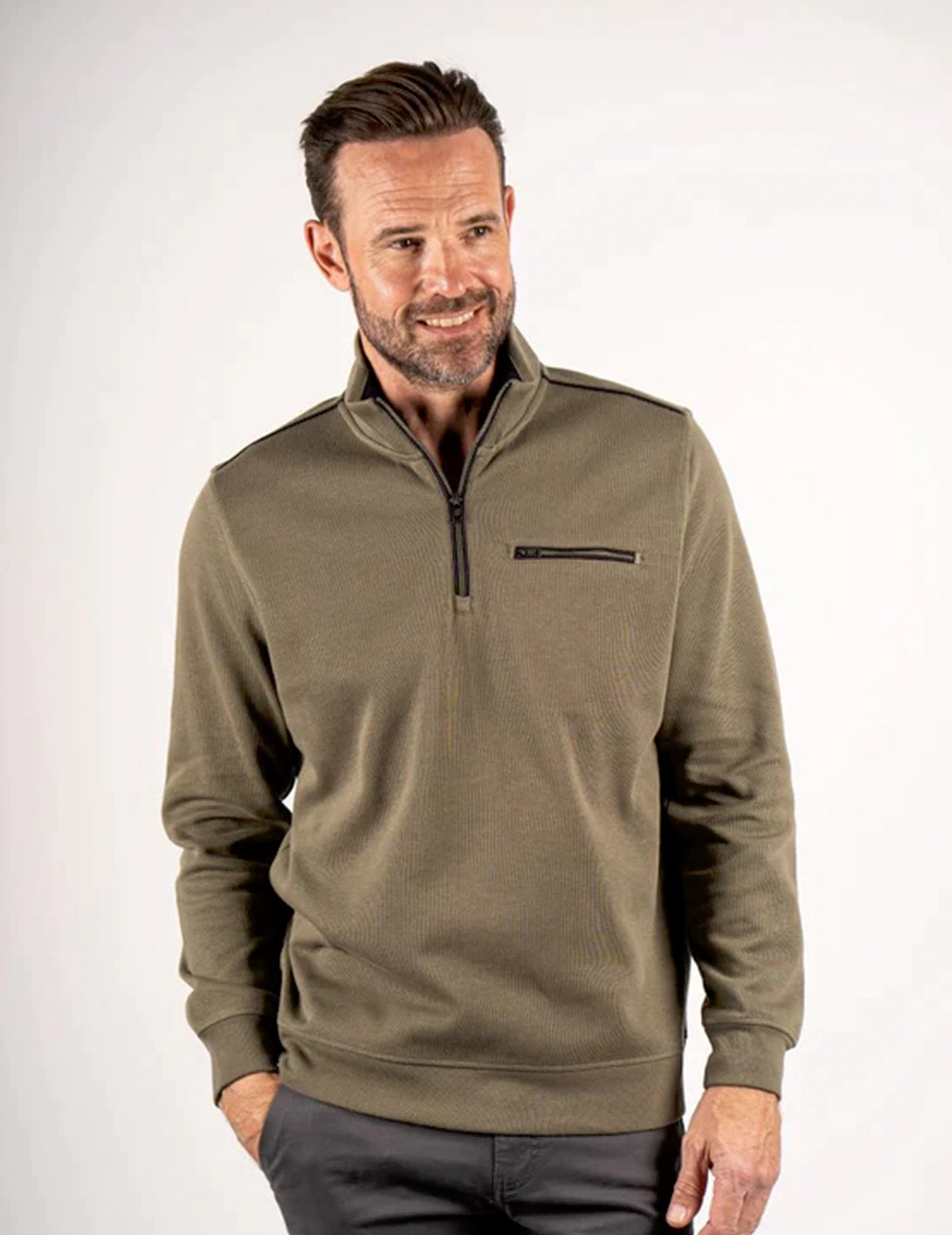 Men’s Olive Green Half-Zip Sweatshirt