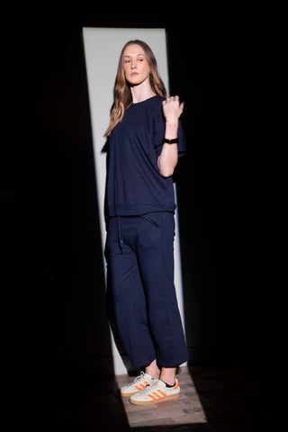 Navy Cotton Lounge Trousers