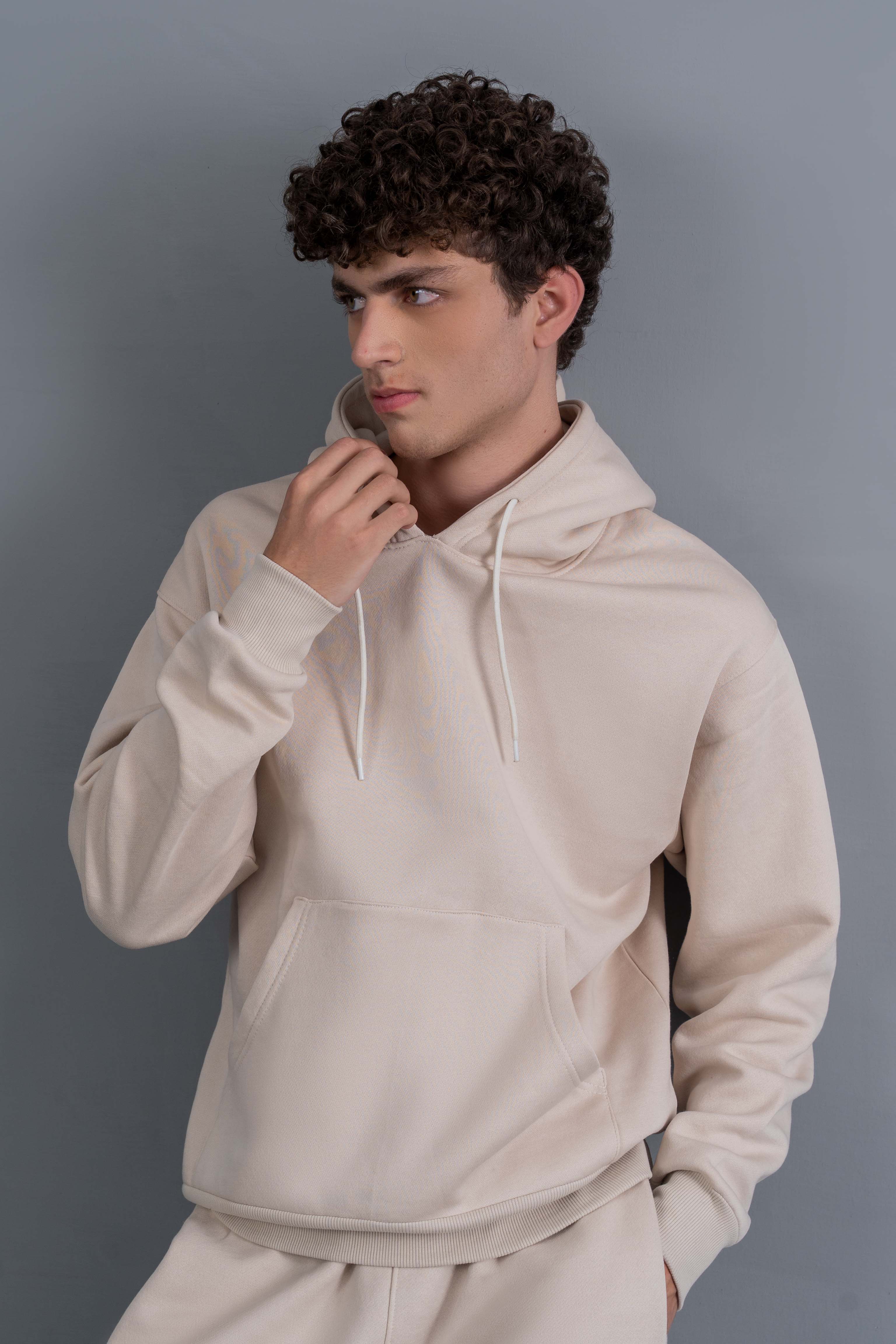
                          Essential Beige Fleece Hoodie Ecowears Store
                        