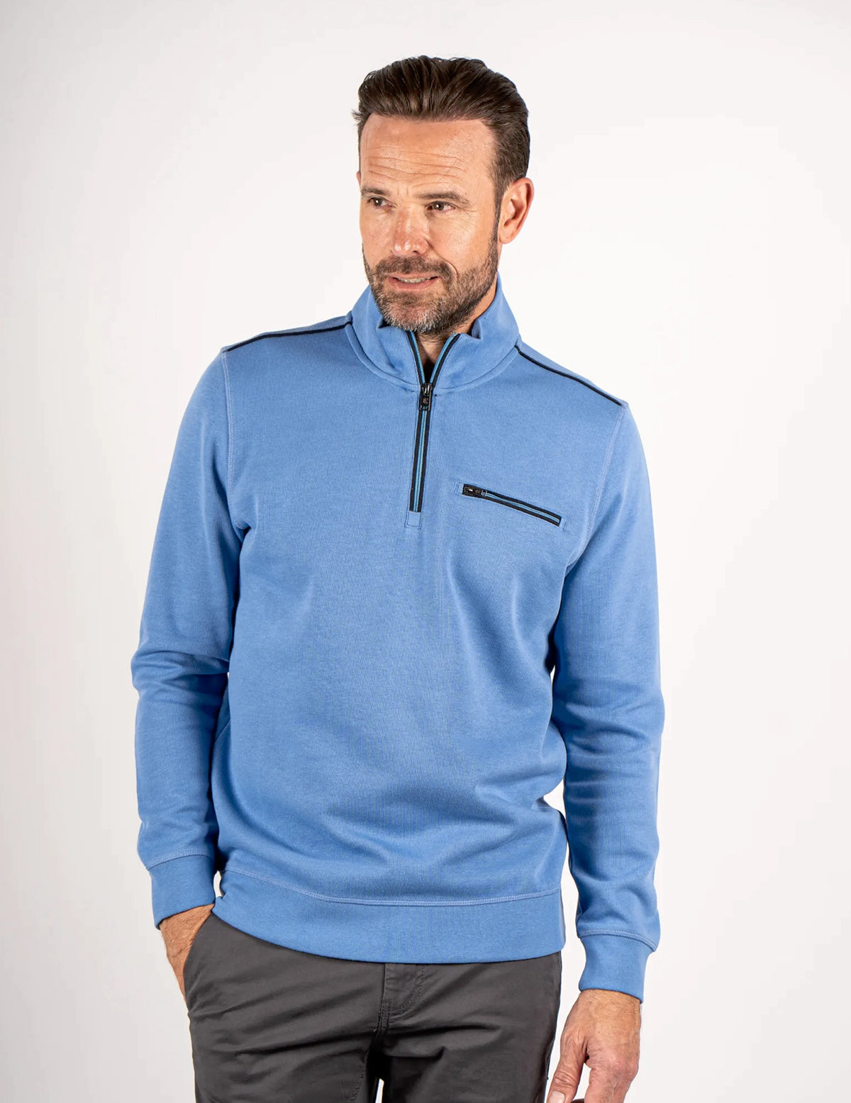 Men’s Sky Blue Half-Zip Sweatshirt