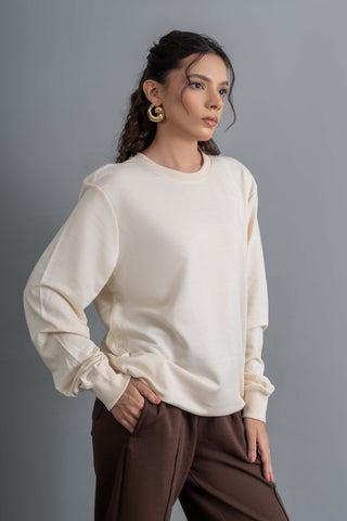 Cream Basic Sweatshirt