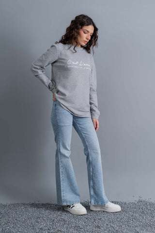 Mist Grey Casual Denim Set