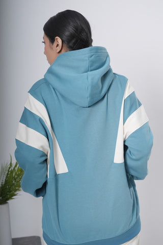 Sky Blue & Off-White Block Hoodie