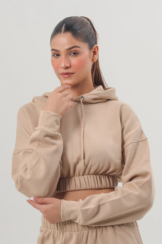 Light Beige Cropped Tracksuit Set