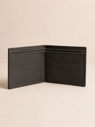 RFID-Blocking Genuine Leather Bifold Wallet