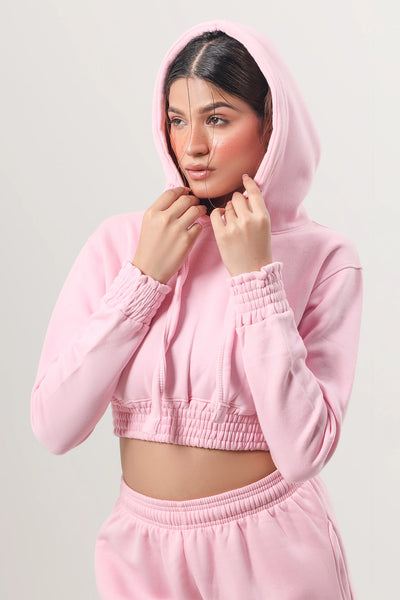 Pink Cropped Tracksuit Set