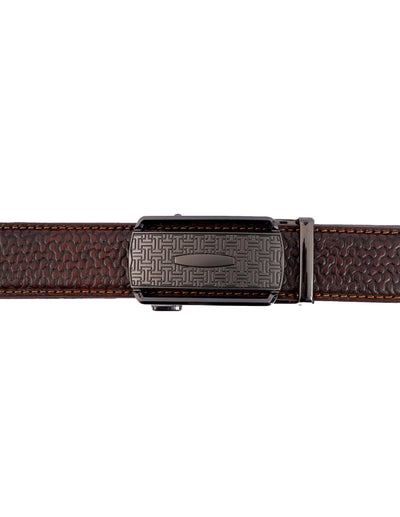 Leather Belt Brown – Designer Pattern with Metal Buckle