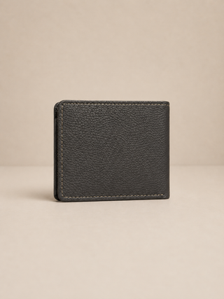 Pebbled Leather Bifold Wallet with ID Window