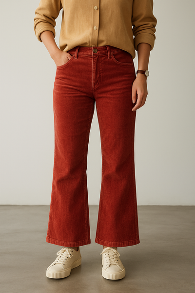 Women’s Rust Red Corduroy Wide-Leg Pants
