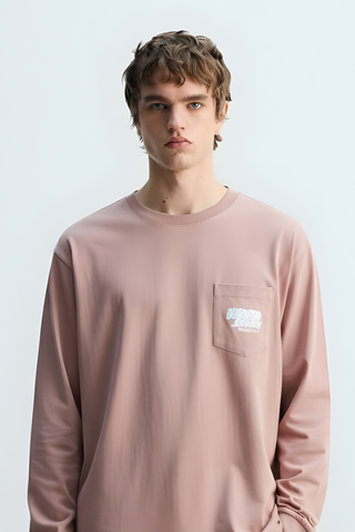Dusty Pink Graphic Pocket Sweatshirt