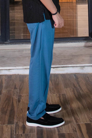 Sky Blue Relaxed Fit Trousers for Effortless Urban Style - Ecowears.pk