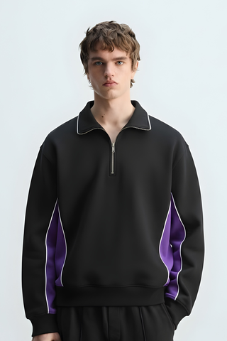 Black & Purple Quarter-Zip Sweatshirt