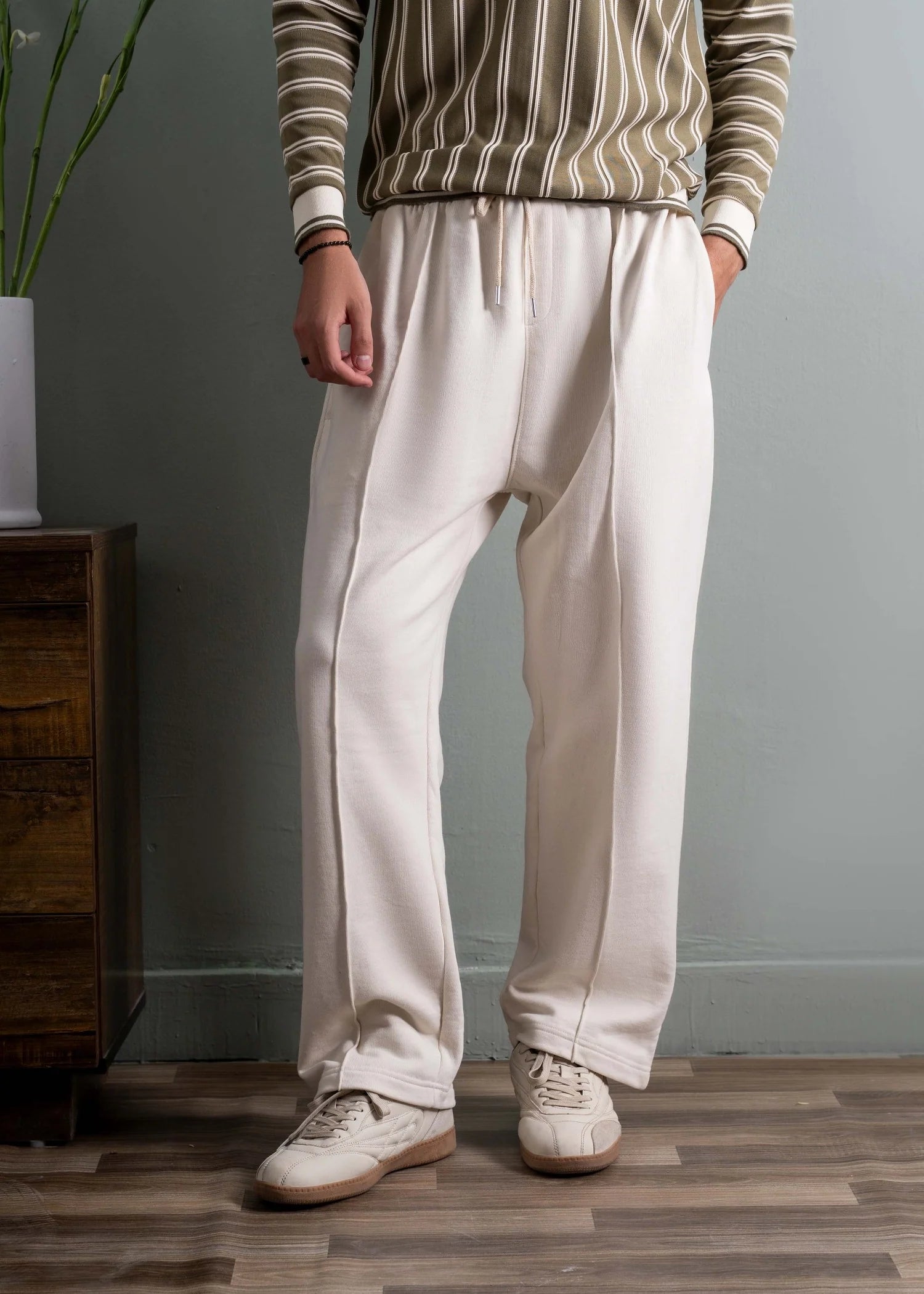 
                          Relaxed Fit Platted Trouser - Cream Beige Ecowears.pk
                        
