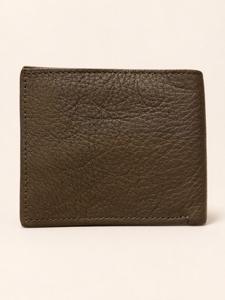 Pebbled Leather Bifold Wallet with Coin Pocket