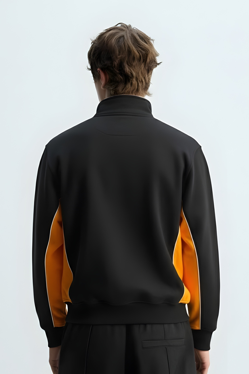 Black & Orange Quarter-Zip Track Sweatshirt