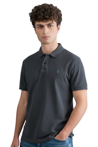 Men's Short Sleeve Polo - Deep Green Textured Smart Casual Tee