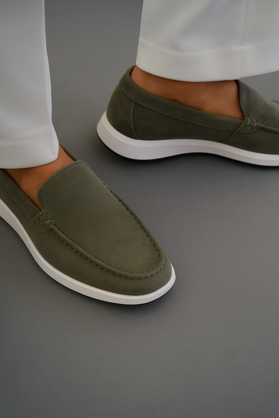 Olive Green Slip-On Loafers