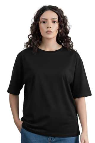 Classic Black Crew Neck T-Shirt – Women's Timeless Cotton Fit