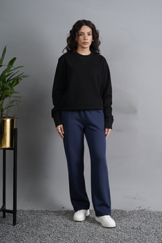 Navy Cotton Lounge Trousers