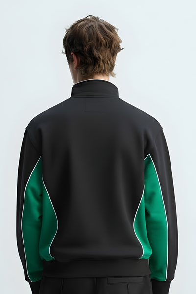 Black & Green Quarter-Zip Track Sweatshirt