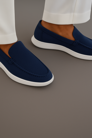 Navy Blue Suede Loafers
