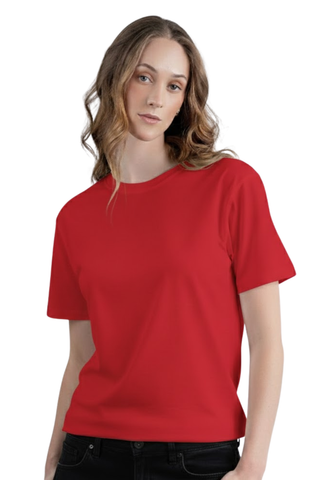 Women's Red Cotton T-Shirt – Classic Fit, Everyday Essential