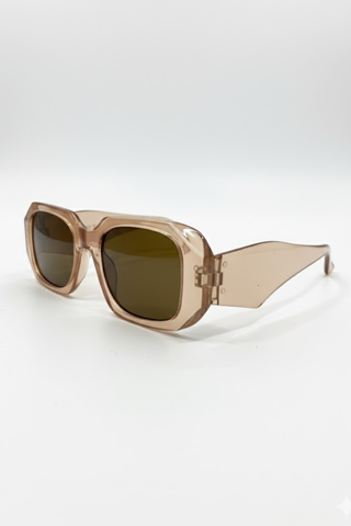 Beige Square Frame Sunglasses