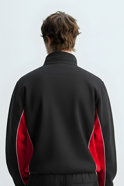 Black & Red Panel Half-Zip Sweatshirt