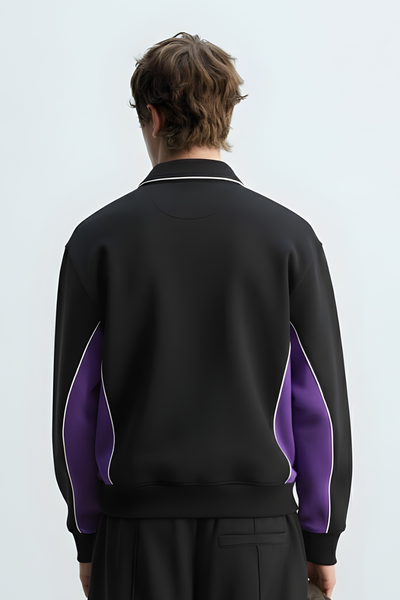 Black & Purple Quarter-Zip Sweatshirt