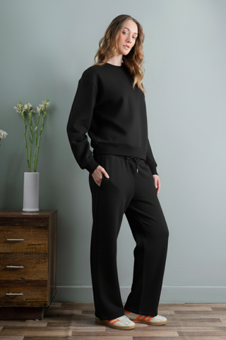 Black Essential Fleece Sweatpants