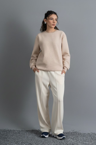 Comfortable Wide-Leg Trousers – Beige