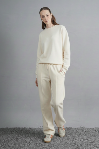 Vanilla Cloud Wide-Leg Cotton Trousers - Off-White