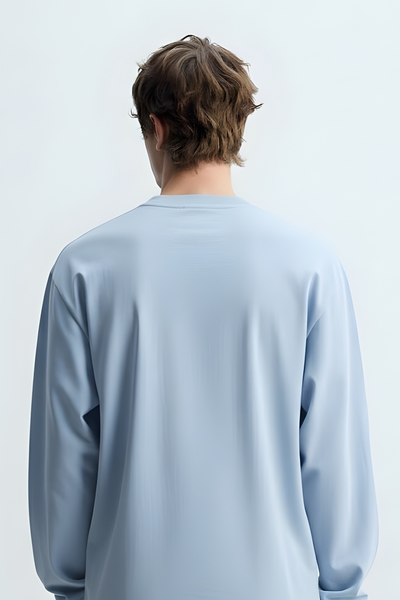 Light Blue Graphic Pocket Sweatshirt