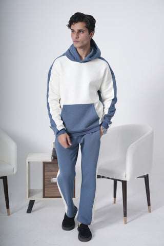 Blue & Off-White Colorblock Tracksuit