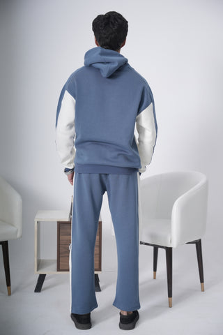 Blue & Off-White Colorblock Tracksuit