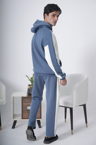 Blue & Off-White Colorblock Tracksuit