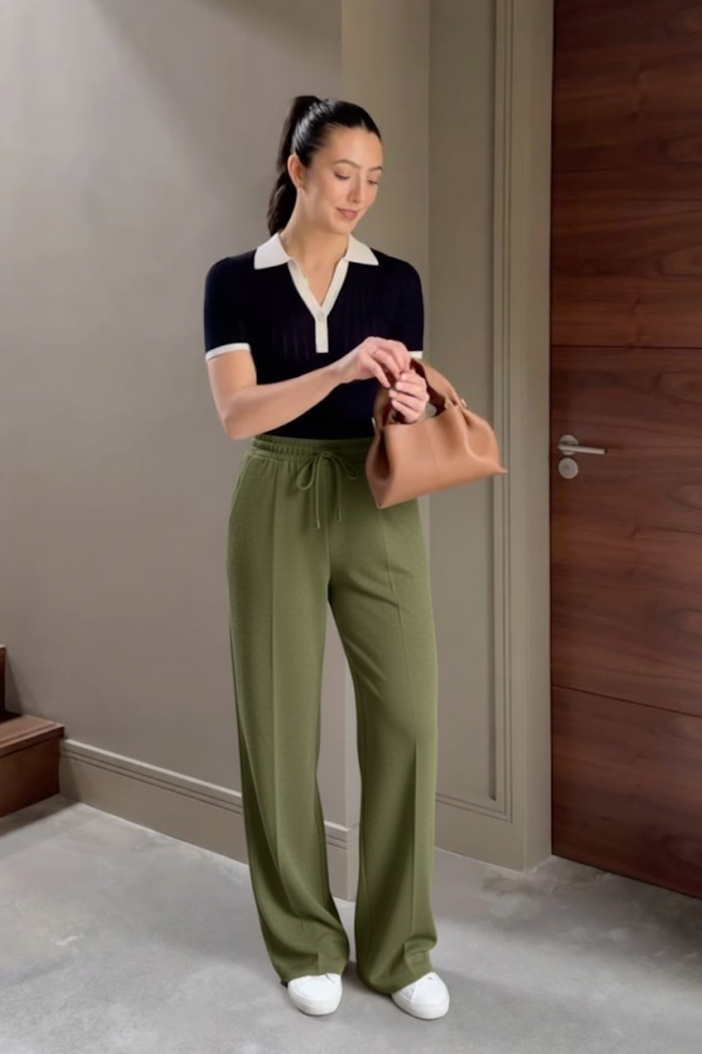 Dusty Olive Wide-Leg Trousers